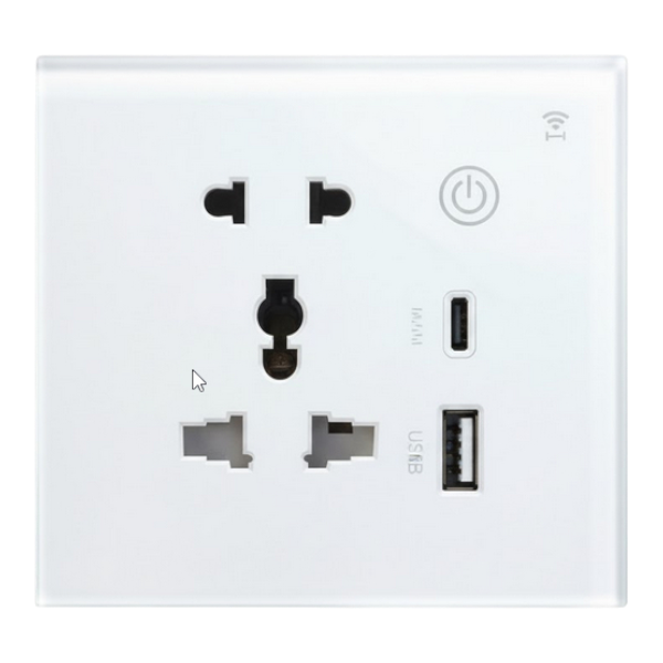 Africab Smart Switch 16A Single Universal+USB & C-Type