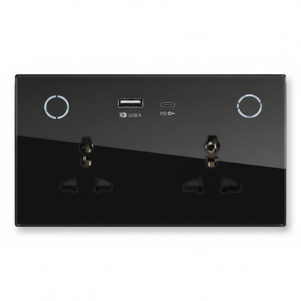 Africab Smart Switch 16A Twin Universal+USB & C-Type