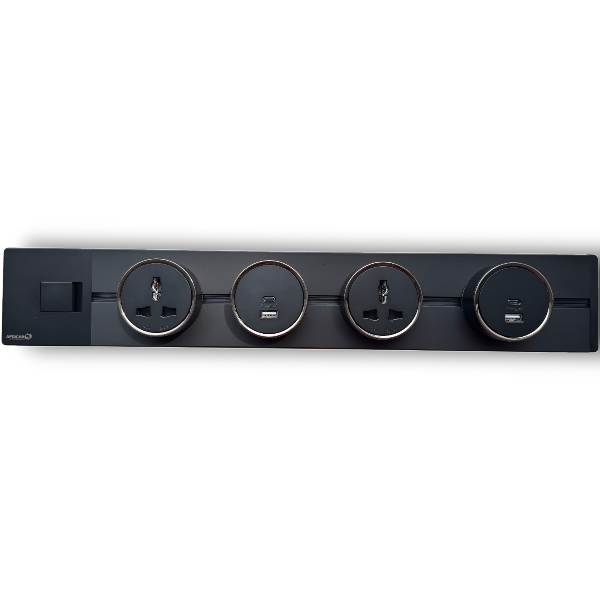 Power Track Socket With One Main Switch,30Cm Black Color