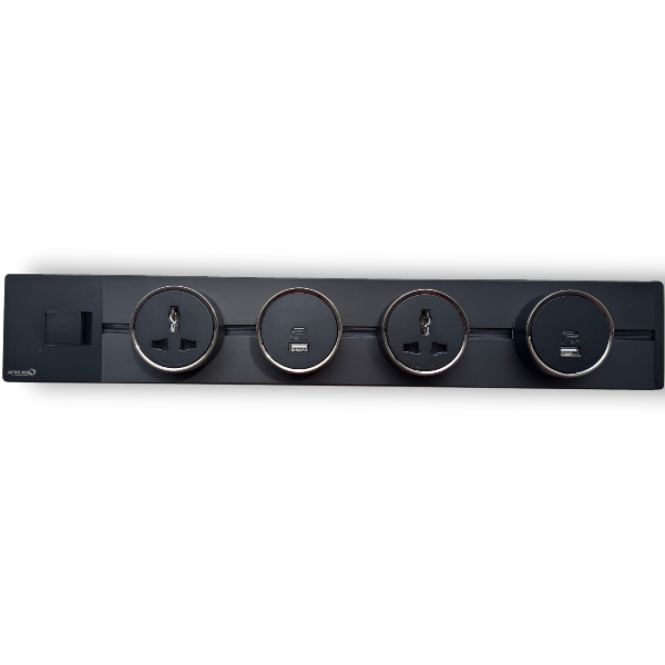 Power Track Socket With One Main Switch,40Cm Black Color