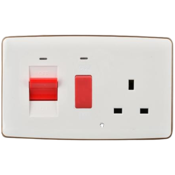 Africab Da Series Switches & Socket 3X6 45A Cooker Unit With Neon