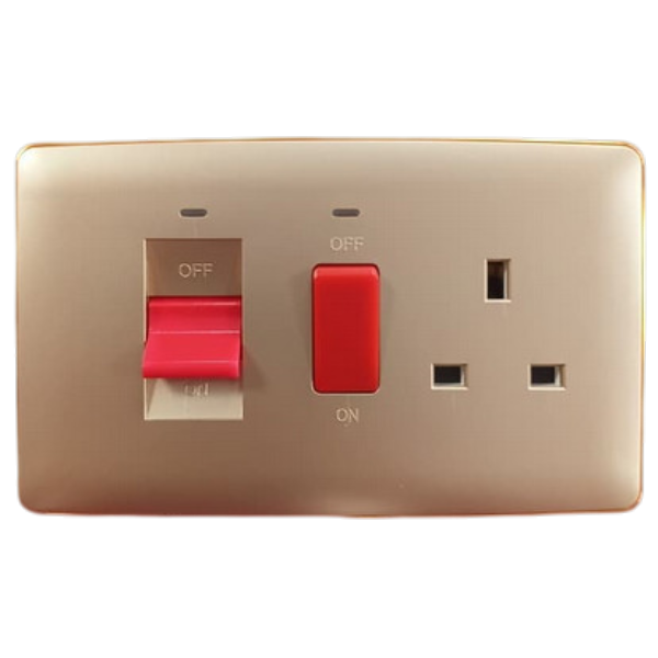 Africab Da Series Switches & Socket 3X6 45A Cooker Unit With Neon