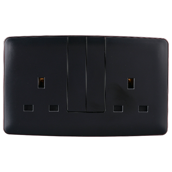 Africab Double 13A Socket With Neon (Big Button)