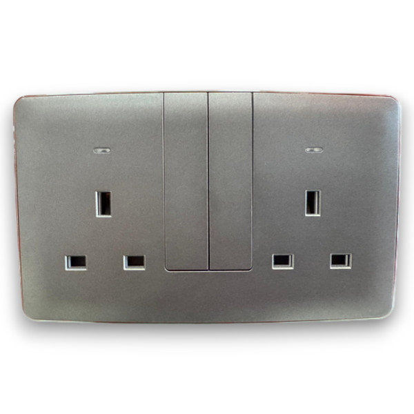 Africab Double 13A Socket With Neon(Big Button)