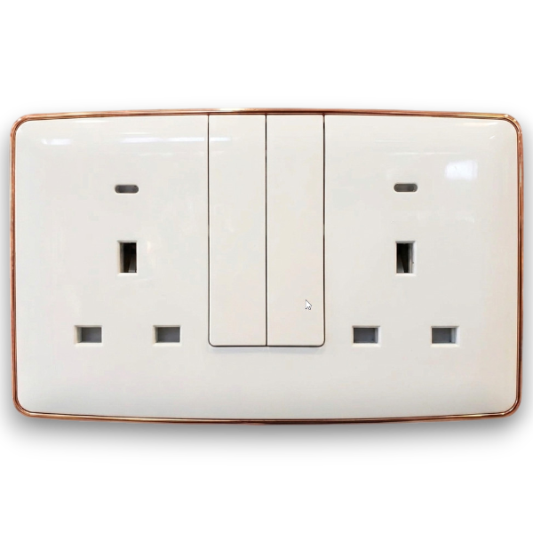 Africab Double 13A Socket With Neon (Big Button)