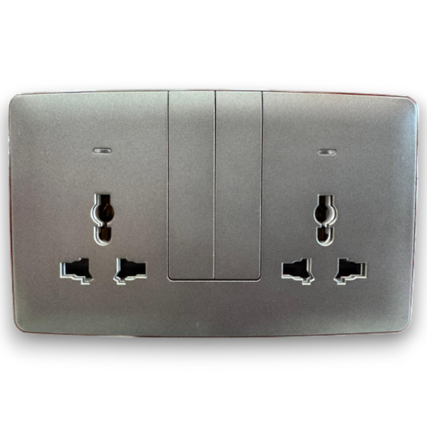 Africab Universal Double Multi 13A Socket With Neon(Big Button)