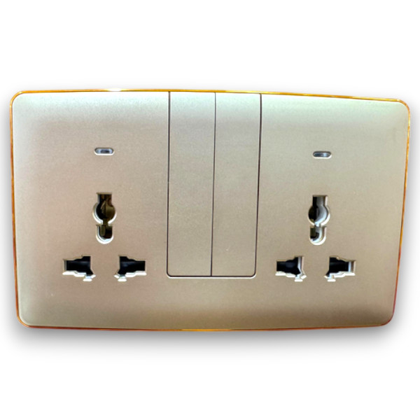Africab Double Multi 13A Switched Socket With Neon(Big Button)