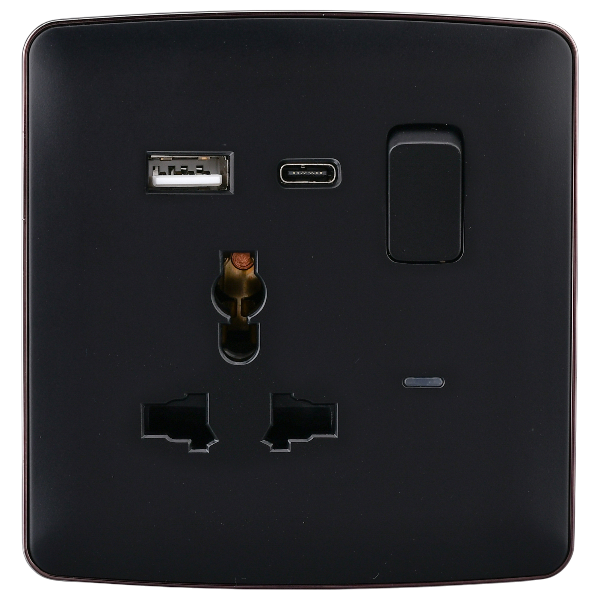 Africab Multi 13A Socket With Neon&USB + Type C