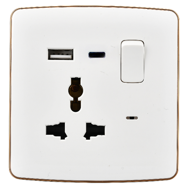 Africab Multi 13A Socket With Neon&USB + Type C