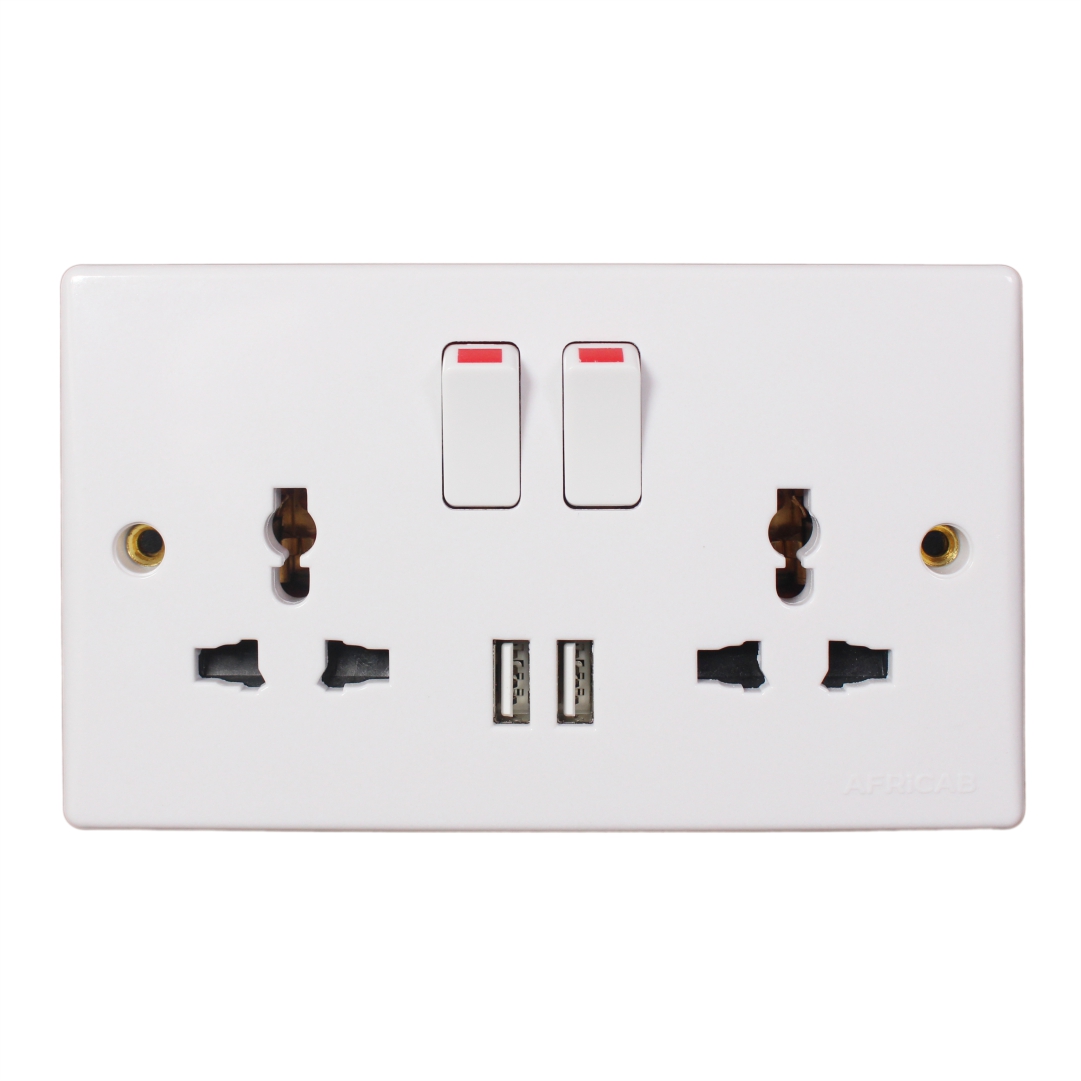 Double 13A Multi Socket With USB