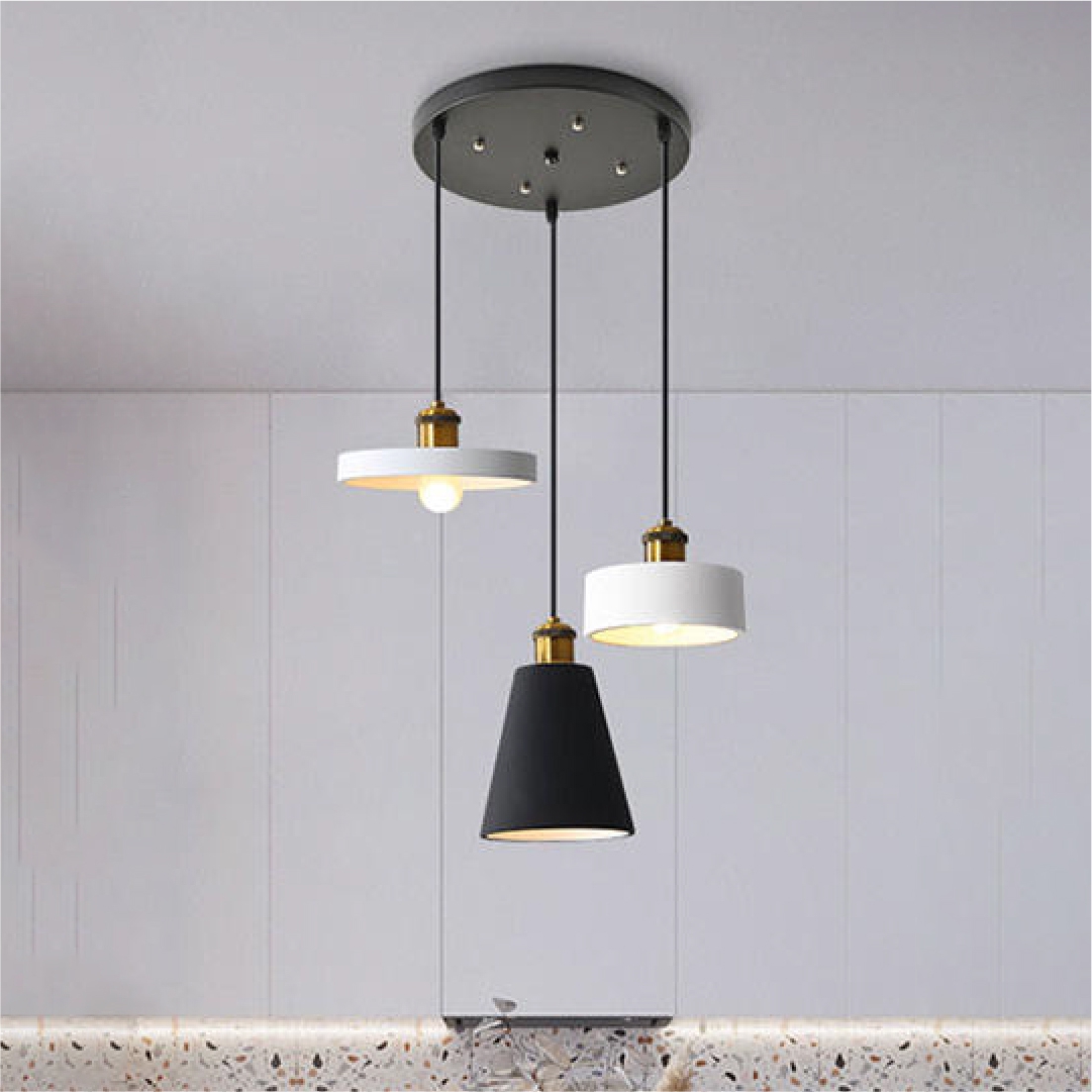 Hanging Light E27 3 Holder Black