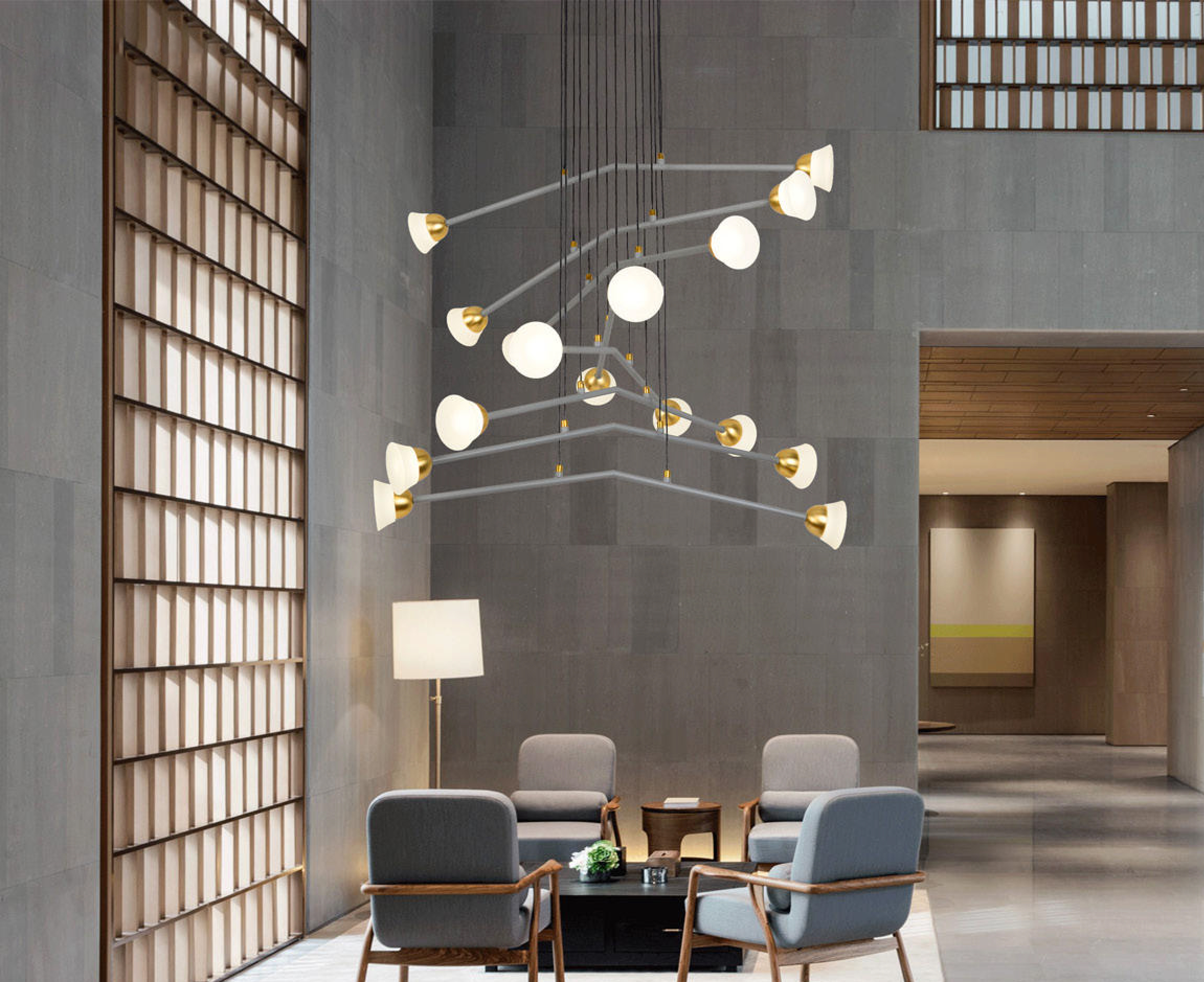 Hanging Light LED 64 W Grey Gold