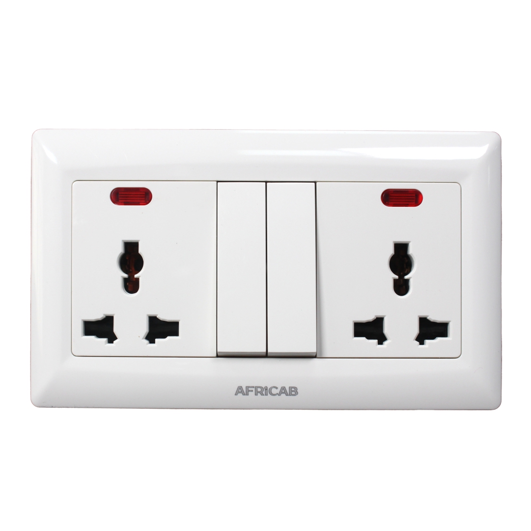 Africab La Series Switches & Socket 13A Twin Universal +Light La8355Sd