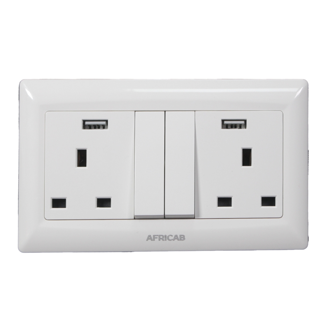 Africab La Series Switches & Socket 13A Twin S/Socket With 2Usb (8359Sdl)