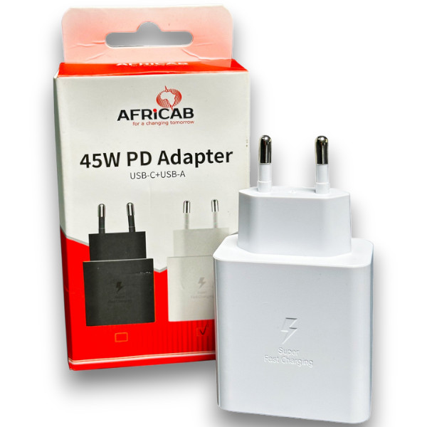 45 W Charger with C Port + USB, White, EU Plug (15 W + C 35 W)